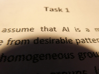 This is a close-up of the docx. printed text using the self created template.